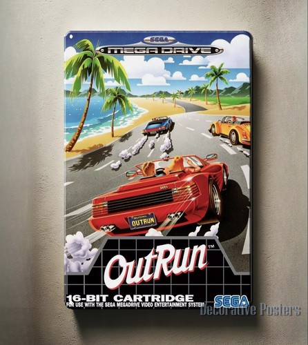 Retro Gaming Video - Металлический постер-табличка Outrun Mega Drive в