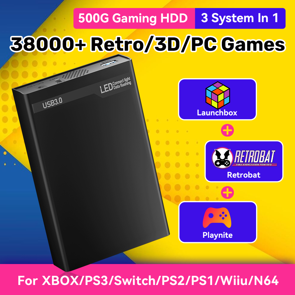 Retro Gaming Hard Drive - Портативный игровой жесткий диск Mix500G для